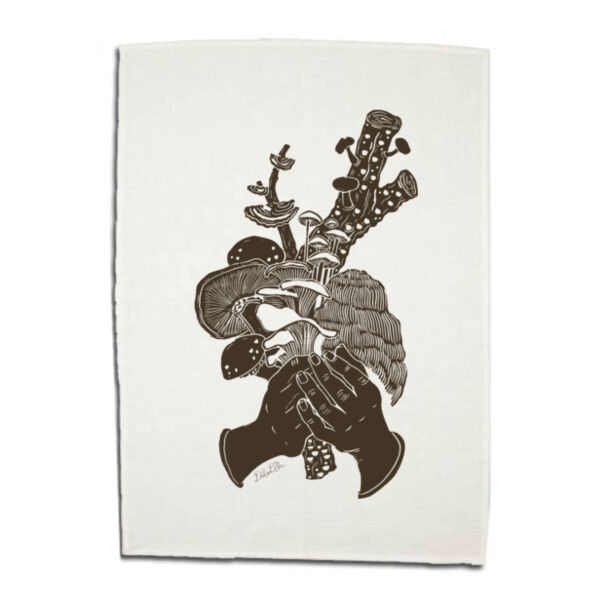 Mushroom Bouquet - 75% Linen 25% Cotton Tea Towel  Thumbnail